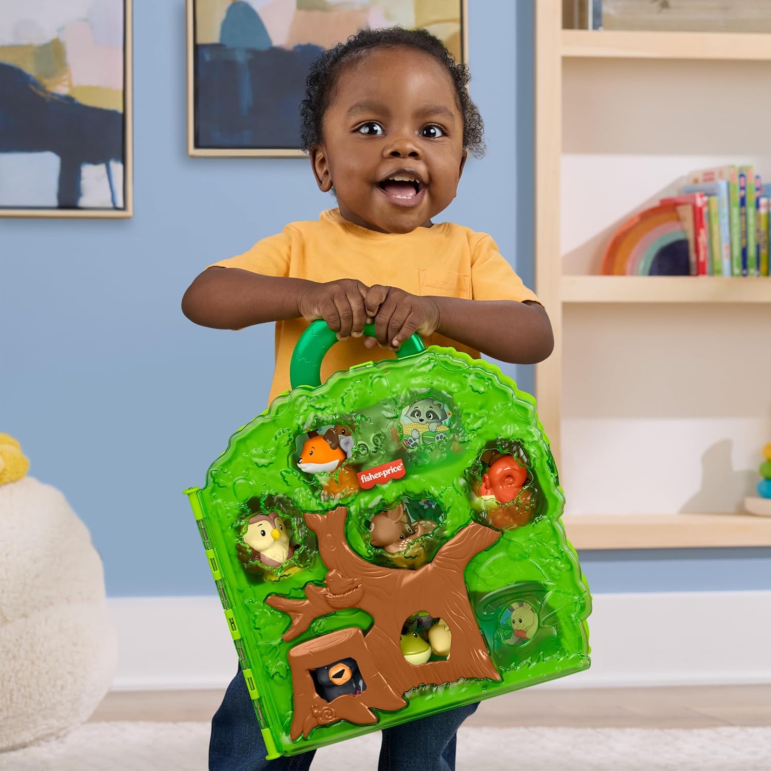 Detalle de Fisher-Price Little People Valigetta Gli Amici del Bosco – Set con 8 Animali e Albero, HWB29