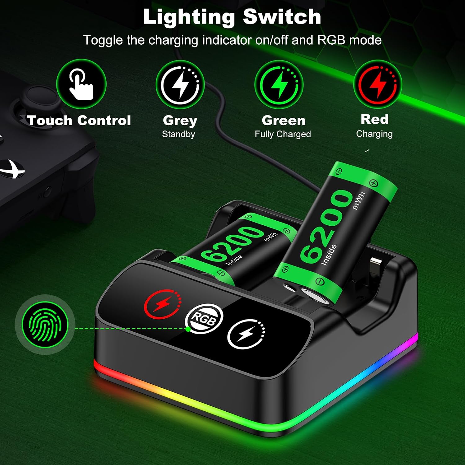 Detalle de Xbox controller battery pack 2x6200mWh