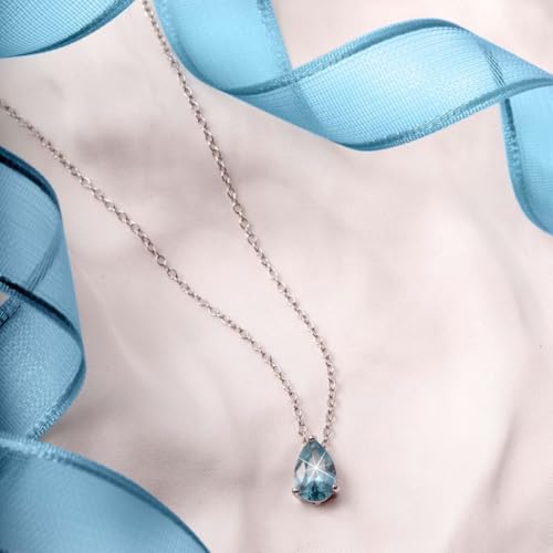 Detalle de Bluespirit Collana da donna Aurora: pendente a goccia in Argento 925 con zirconi