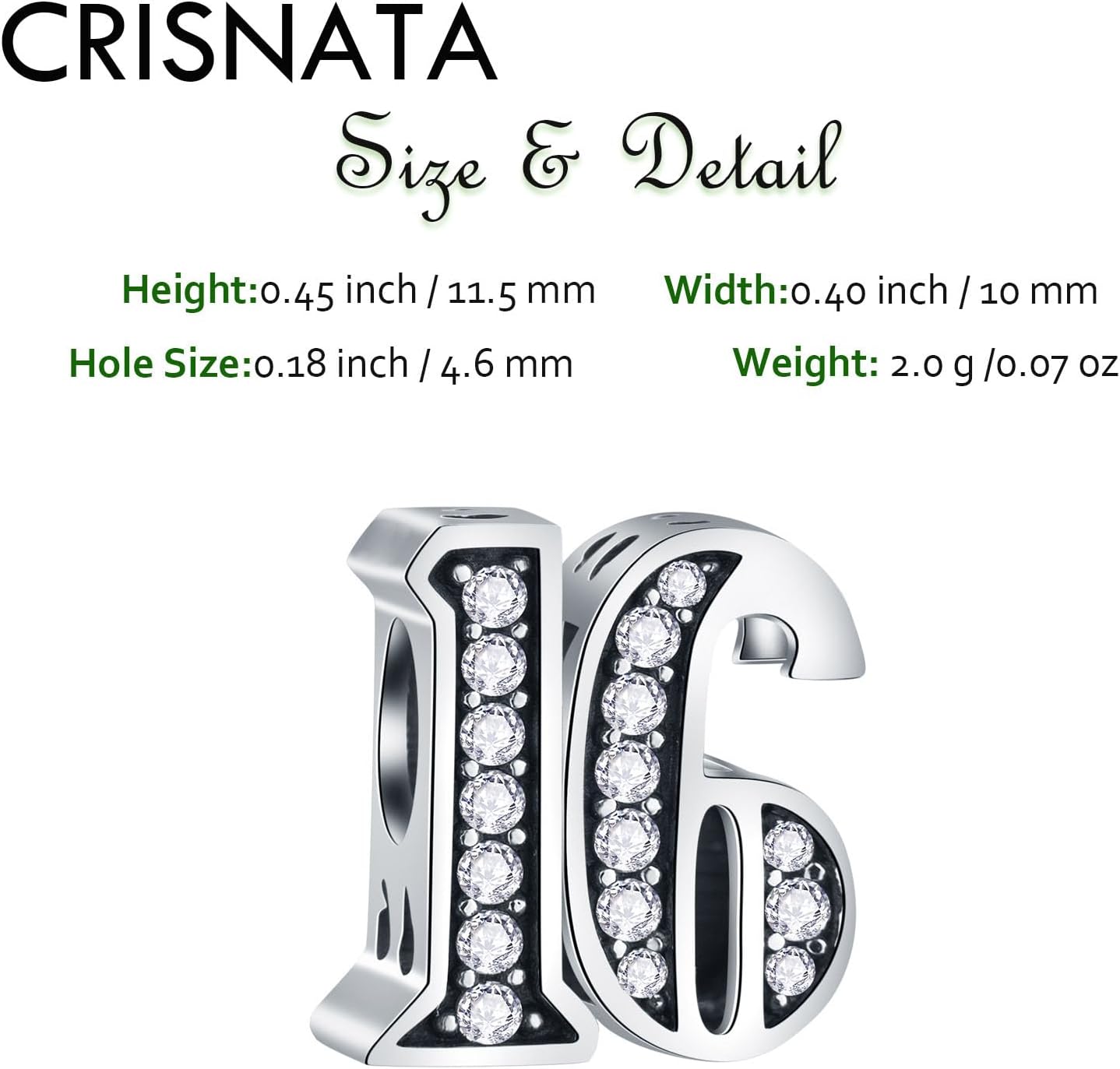 Detalle de Birthday Charms in 925 Sterling Silver with Clear CZ Stones for European Bracelets