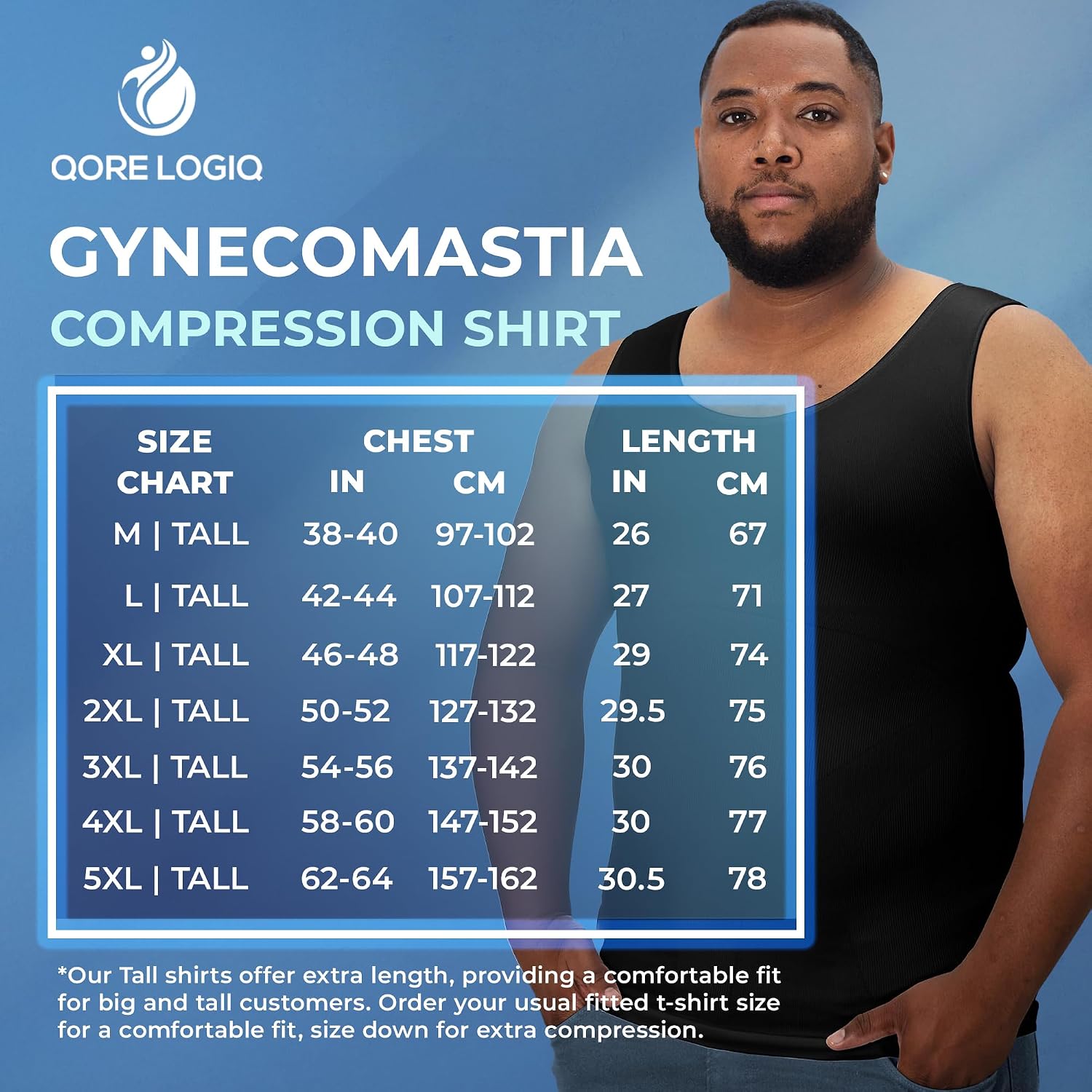 Thumbnail 5 de QORE LOGIQ Gynecomastia Compression Tank 5XL