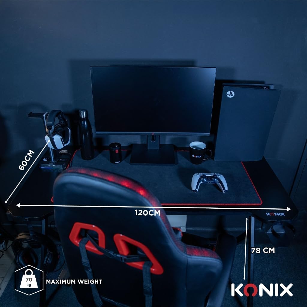 Thumbnail 1 de Konix Fenris Gaming Schreibtisch 120 x 60 x 78 cm – Y-Form, Holz & Metall