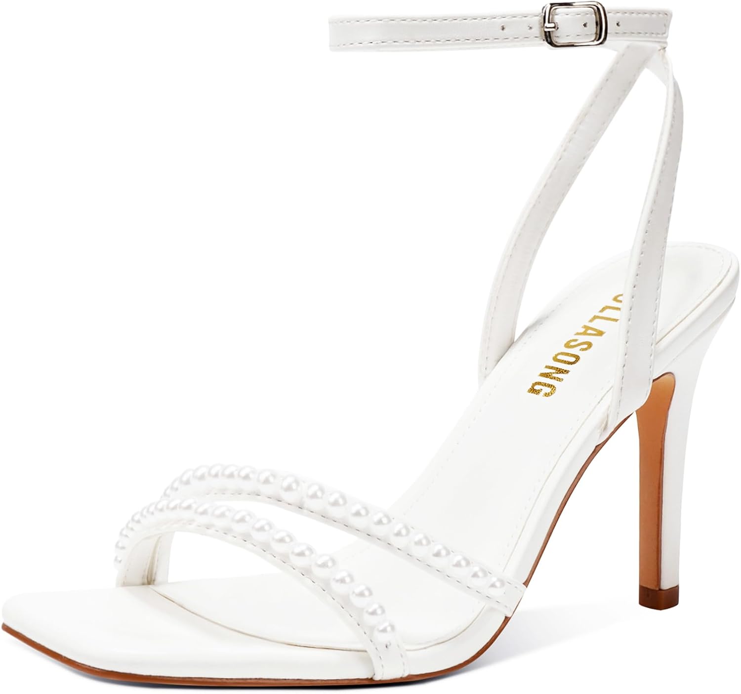 Detalle de LULLASONG Women’s Strappy Ankle Strap High Heels Square Open Toe Sandals (3.5-Inch Heel)