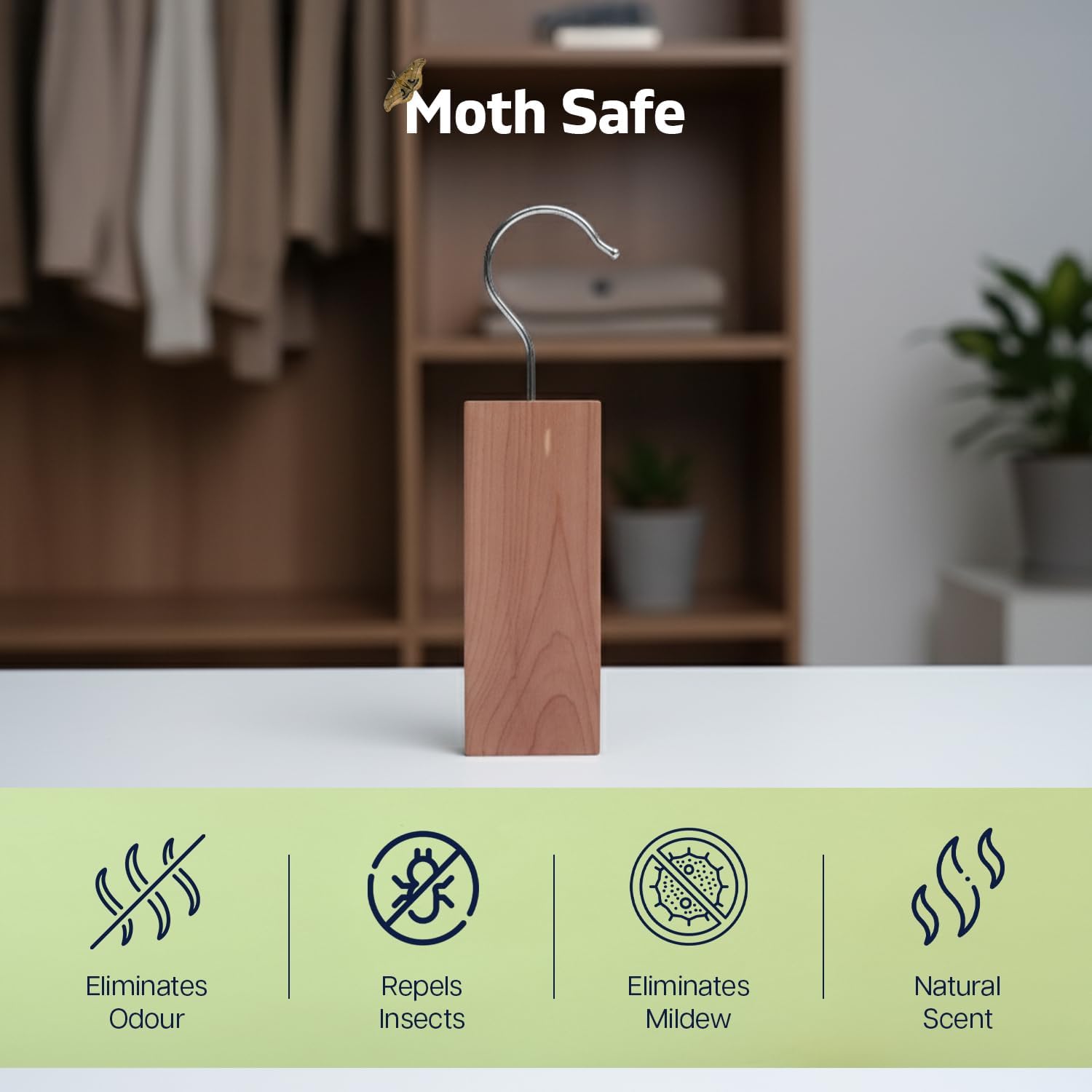 Thumbnail 3 de Pack of 8 Cedarwood hanging moth repellent blocks for wardrobes and drawers