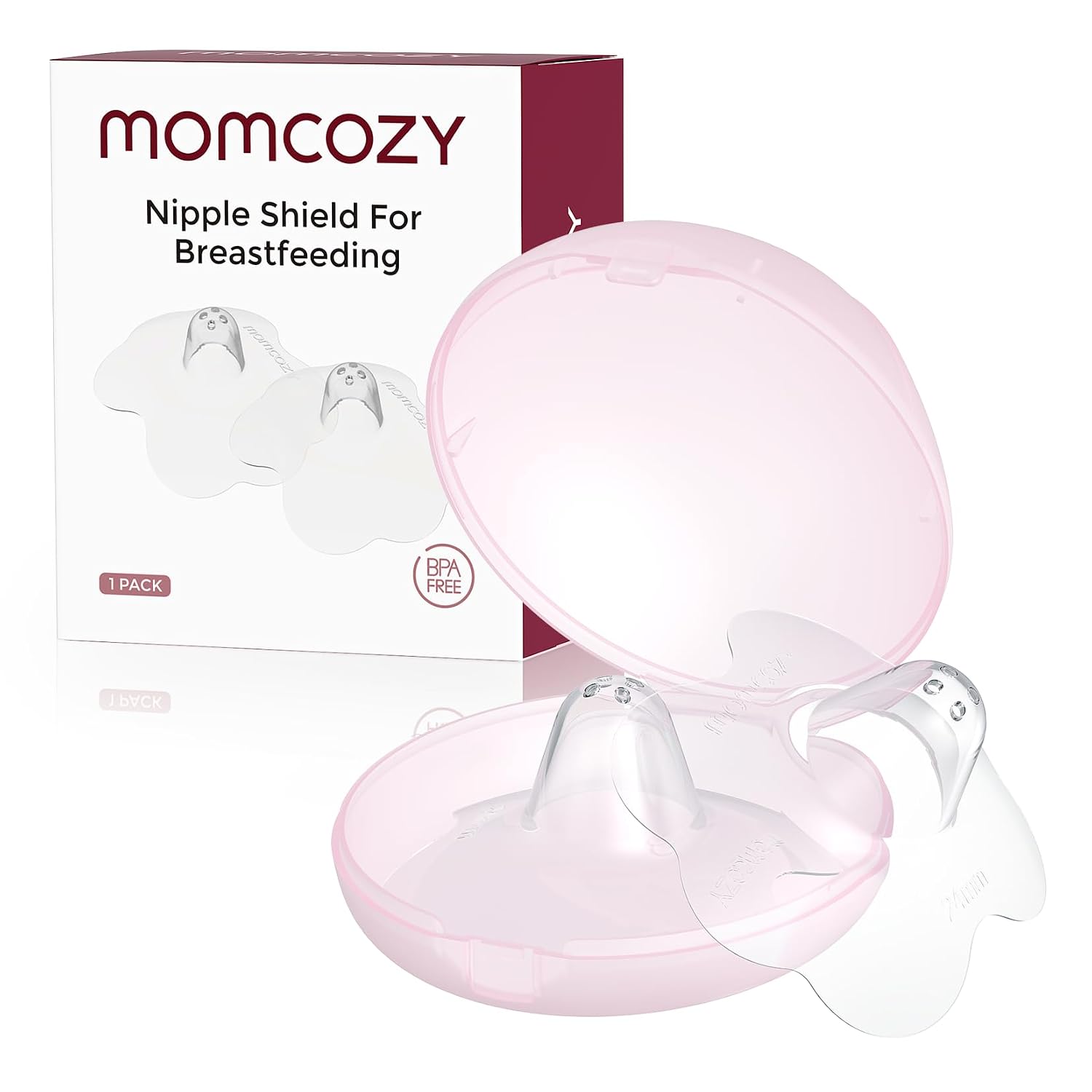 Detalle de Momcozy 24mm Flower-Shaped Nipple Shields, Soft Silicone with Carrying Case