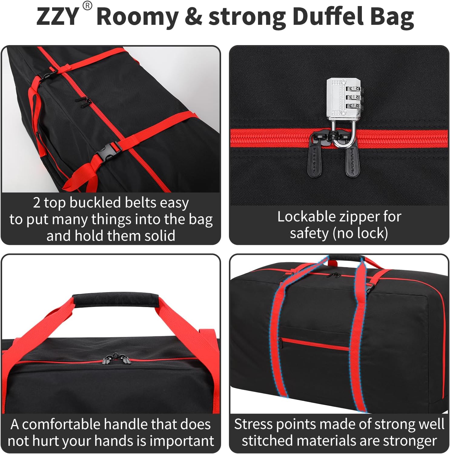 Thumbnail 3 de Surdimensionné Sac de Voyage Pliable 110L – Grand Léger Noir pour Camping, Sport et Weekend