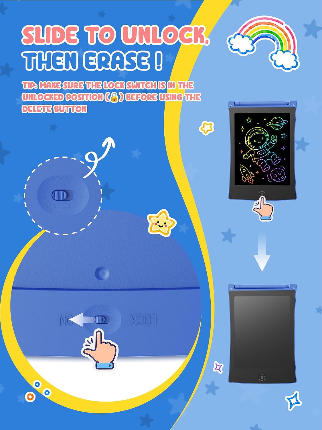 Detalle de TEKFUN 8.5inch LCD writing tablet pack — kids’ drawing board
