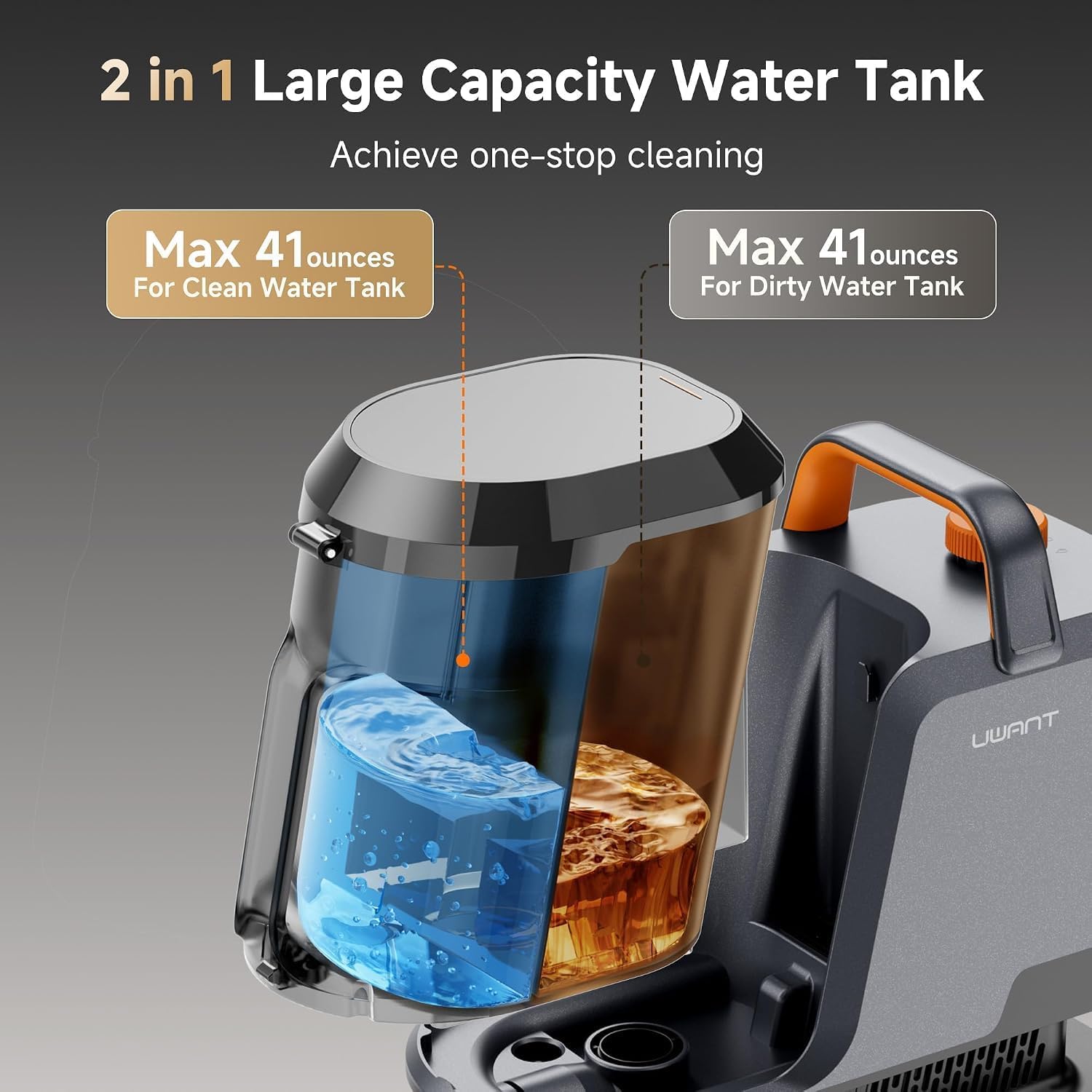 Detalle de uwant Y100STEAM Carpet Cleaner with Steam, Hot Water and 18KPa Suction