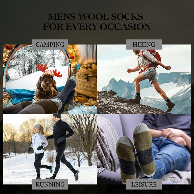 Detalle 2 de SIMIYA Merino Wool Hiking Socks, 5 Pairs, Thick Thermal Cushioning