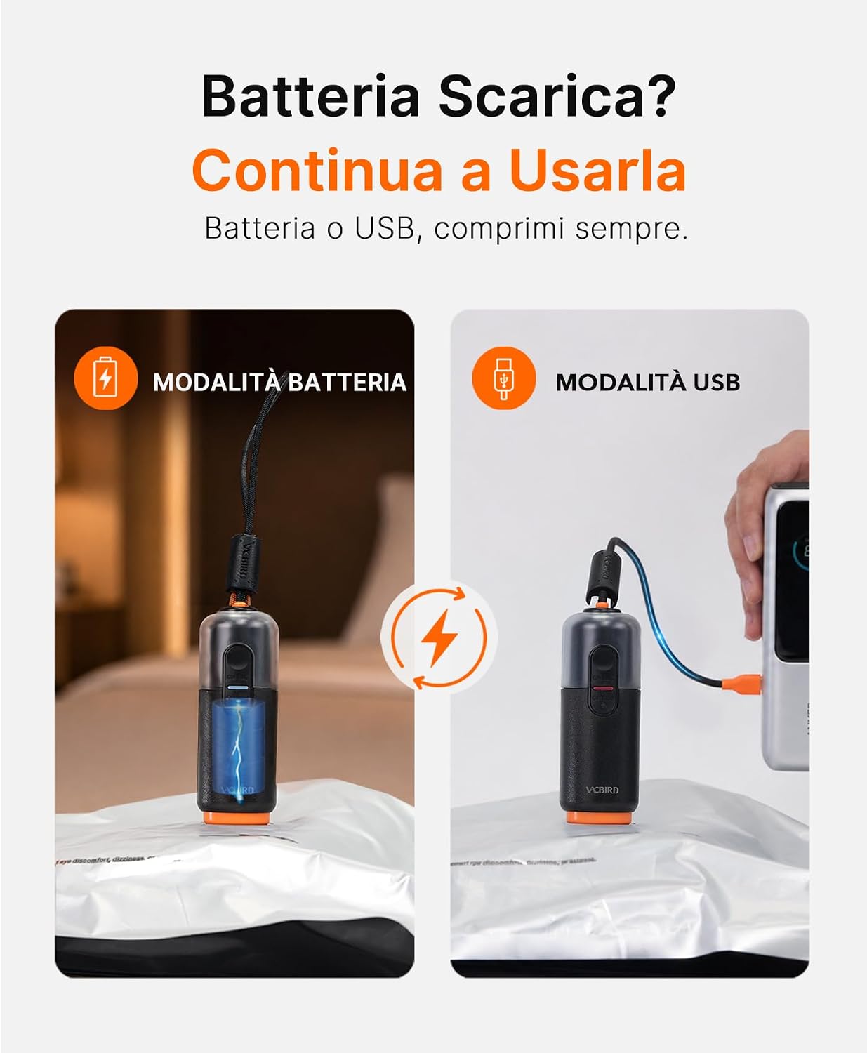 Detalle de Vacbird 10 Sacchetti Sottovuoto Vestiti con Pompa a Vuoto USB – Kit Viaggio 5×40x54 cm e 5×47x64 cm