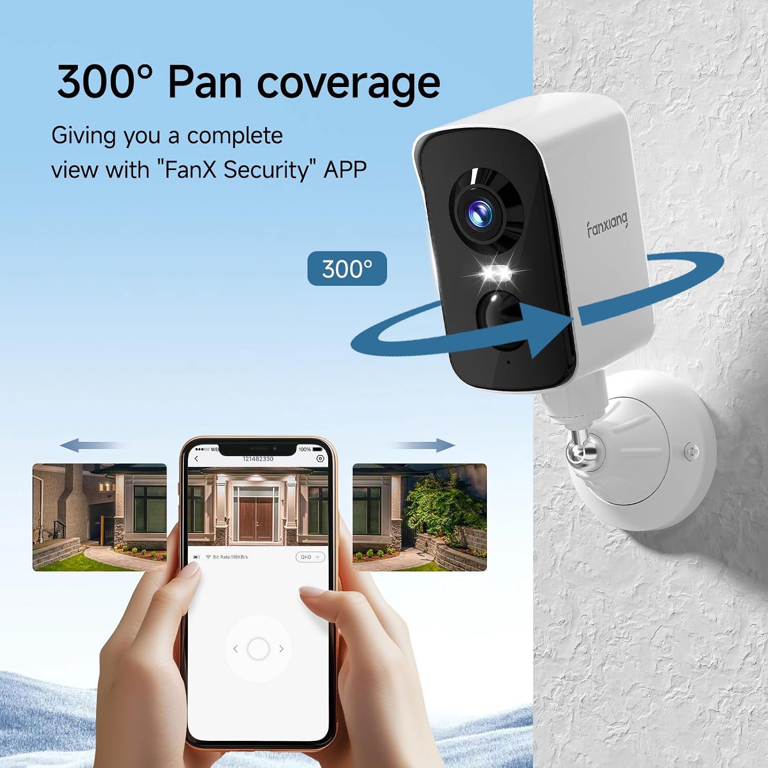 Detalle 2 de fanxiang 2K Wireless Security Camera 300° pan