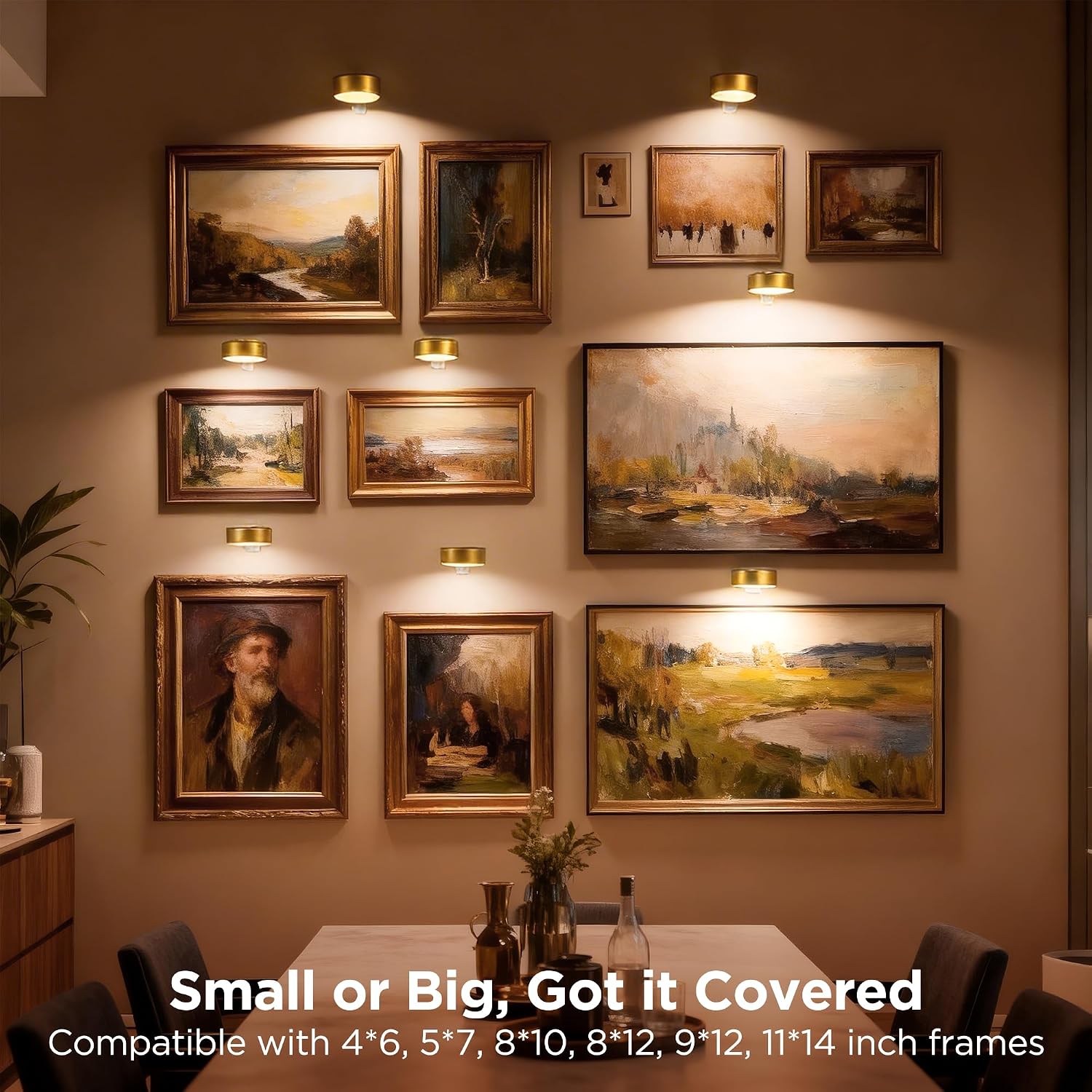 Thumbnail 5 de sooogd 6-Pack Rechargeable Picture Lights, Gold, Dimmable with Remote