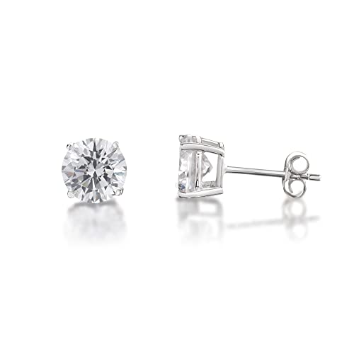 Detalle de Pendientes con Circonita Cúbica en Plata 925 Rodiada de 5 mm de inSCINTILLE (Caja regalo incluida)