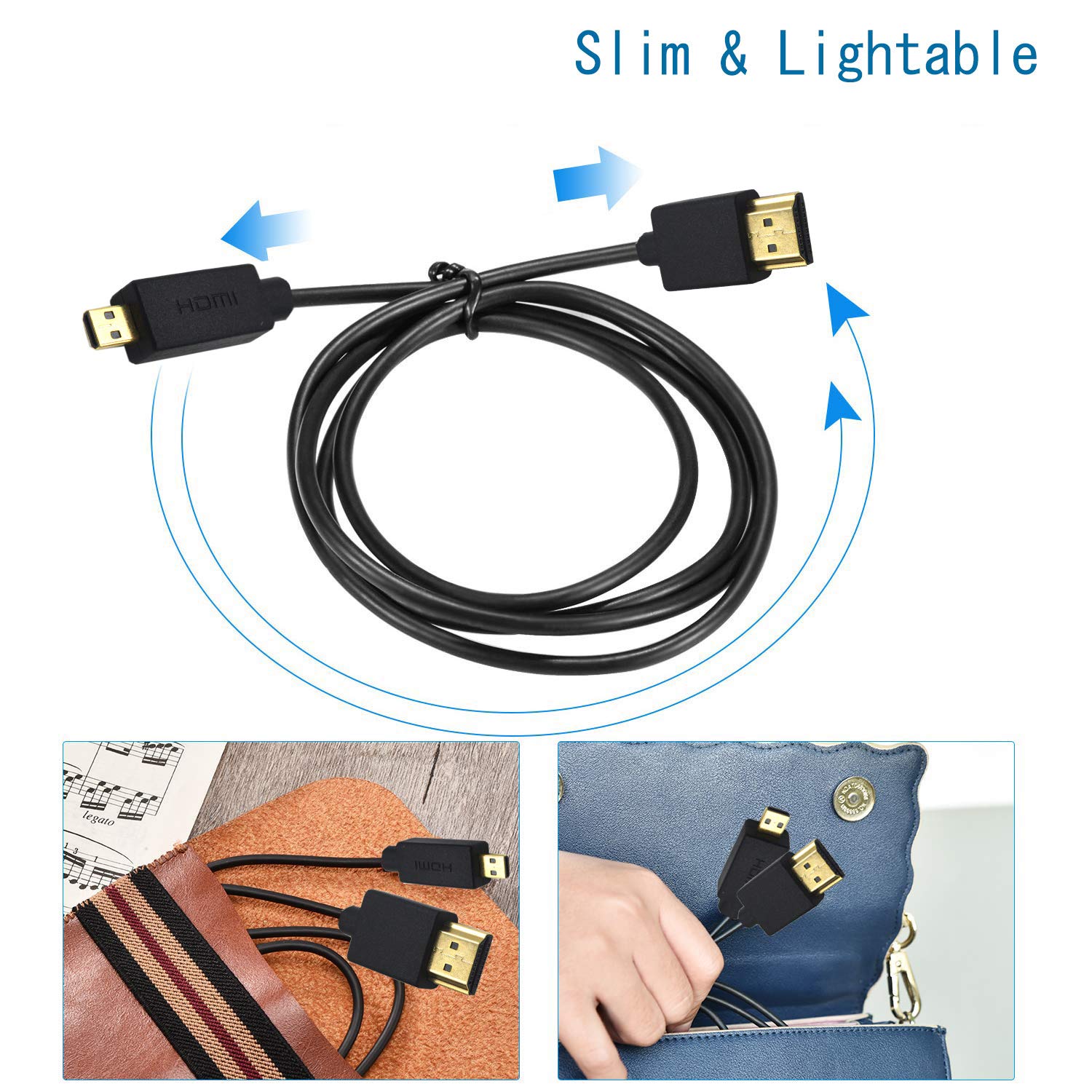 Thumbnail 4 de Duttek HDMI to Micro HDMI Cable — Ultra Slim, Flexible 60cm Micro HDMI to HDMI Lead