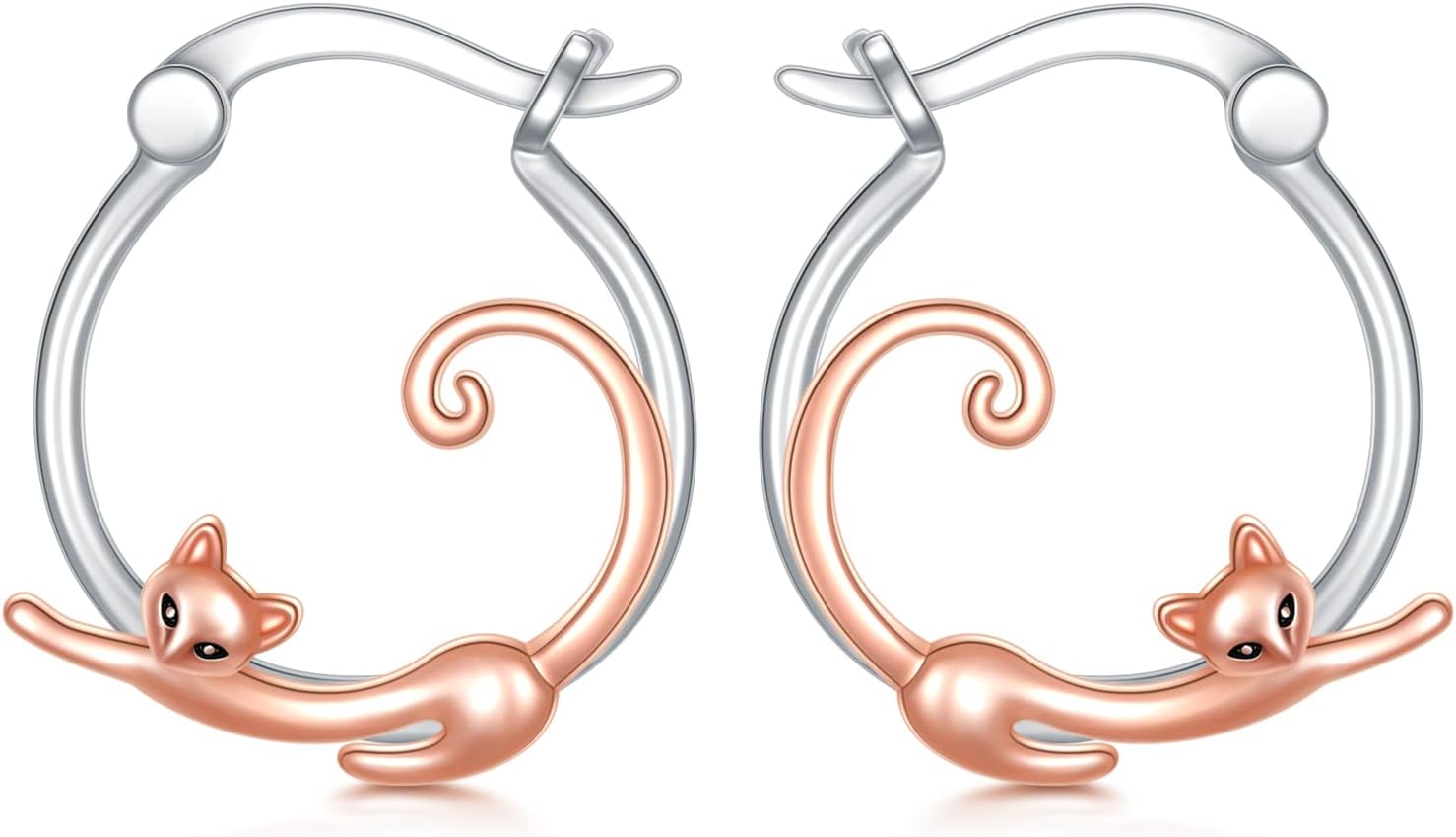Detalle de Tierförmige Creolen aus 925 Sterling Silber – Katzenmotiv, CUPENDA Ohrringe