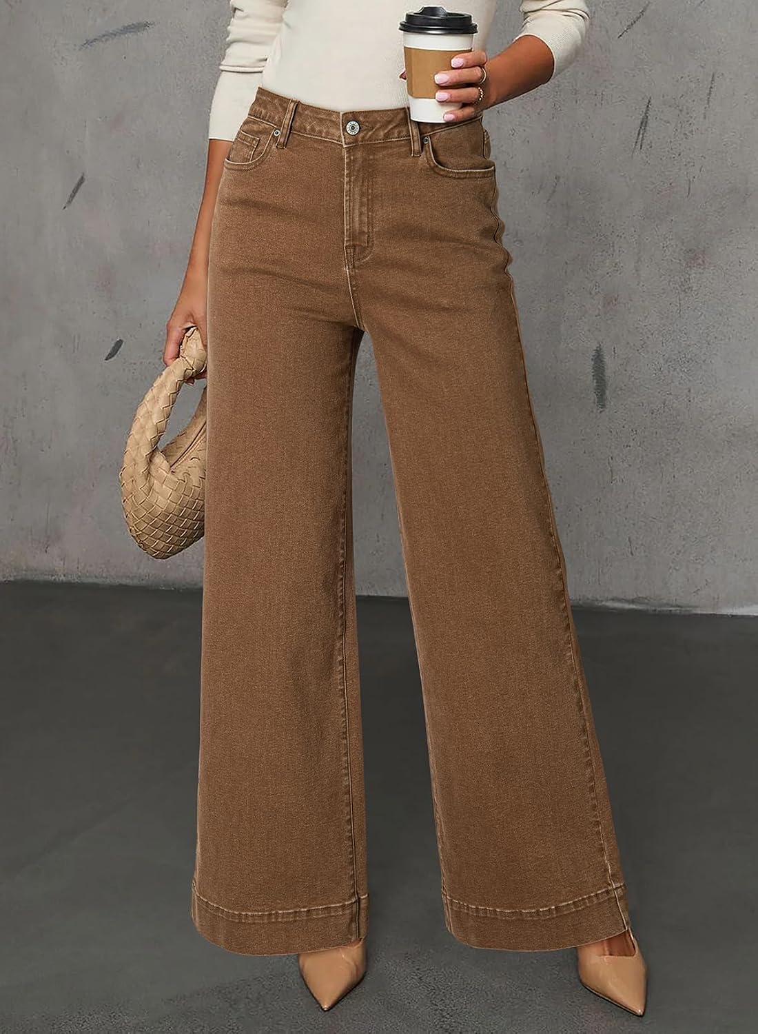Detalle 2 de DOKOTOO Women's Casual High Waisted Jeans with Wide Leg Stretch Denim