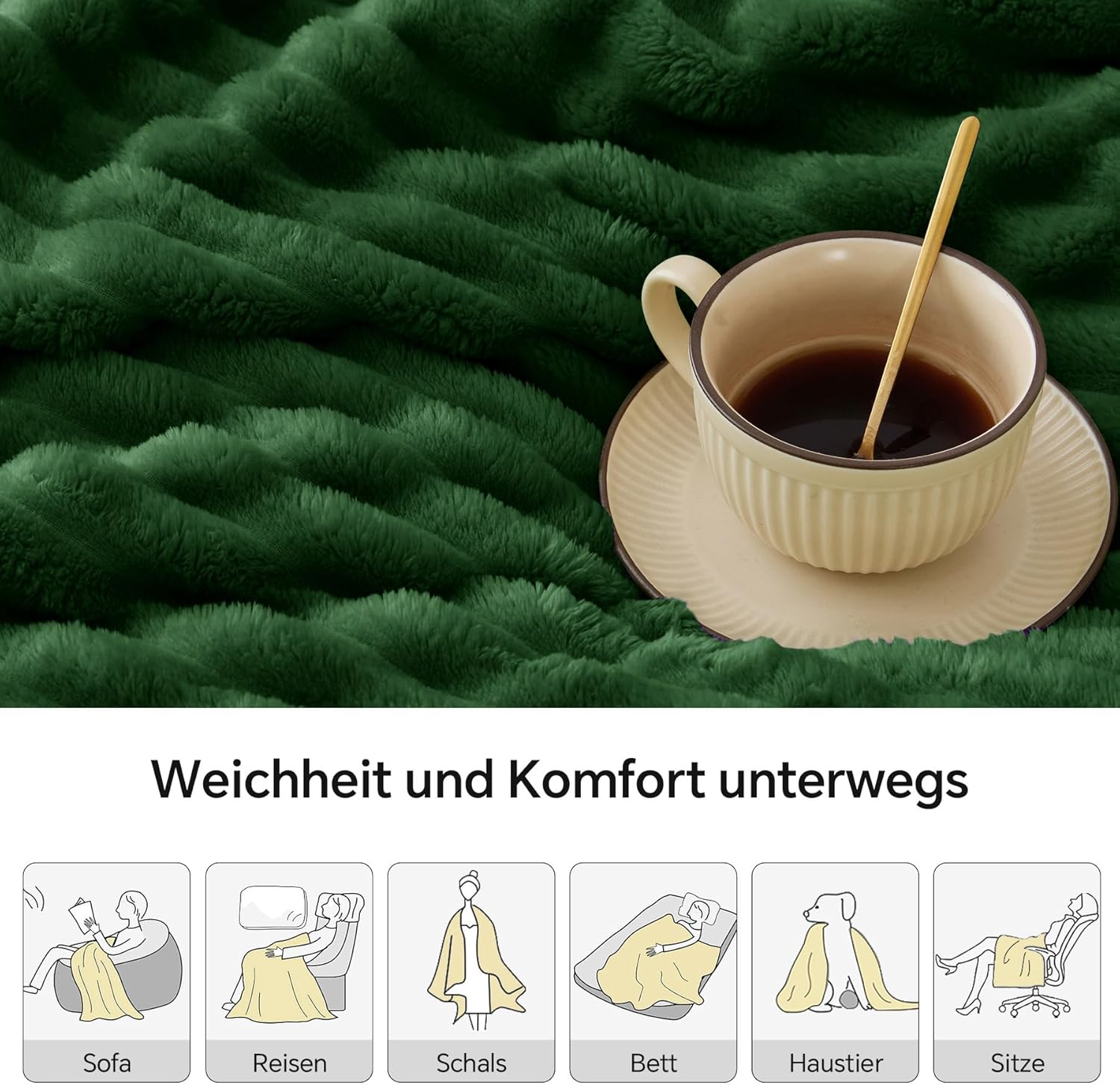 Thumbnail 2 de BEDELITE Kuscheldecke Flauschig Decke 150x200 cm – Grün, Streifen, Flanell