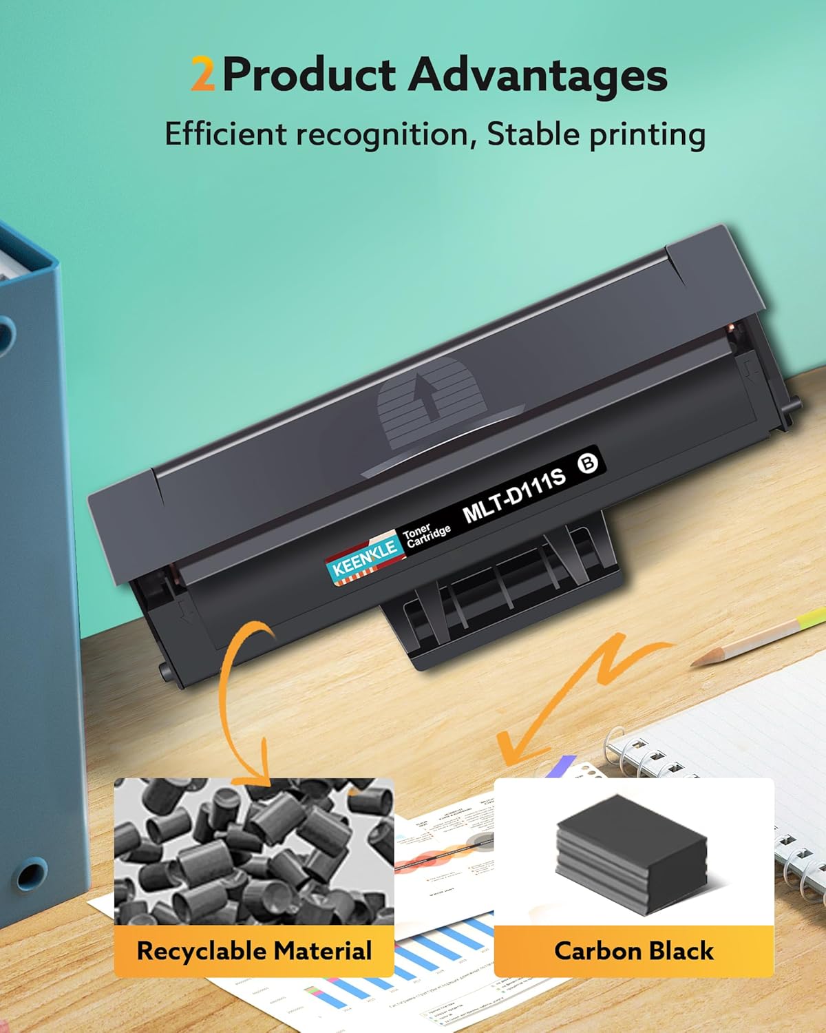 Detalle de KEENKLE MLT-D111S Toner Compatibile per Samsung: 2 pezzi nero per serie Xpress e M2070/M2020/M2026/M2078