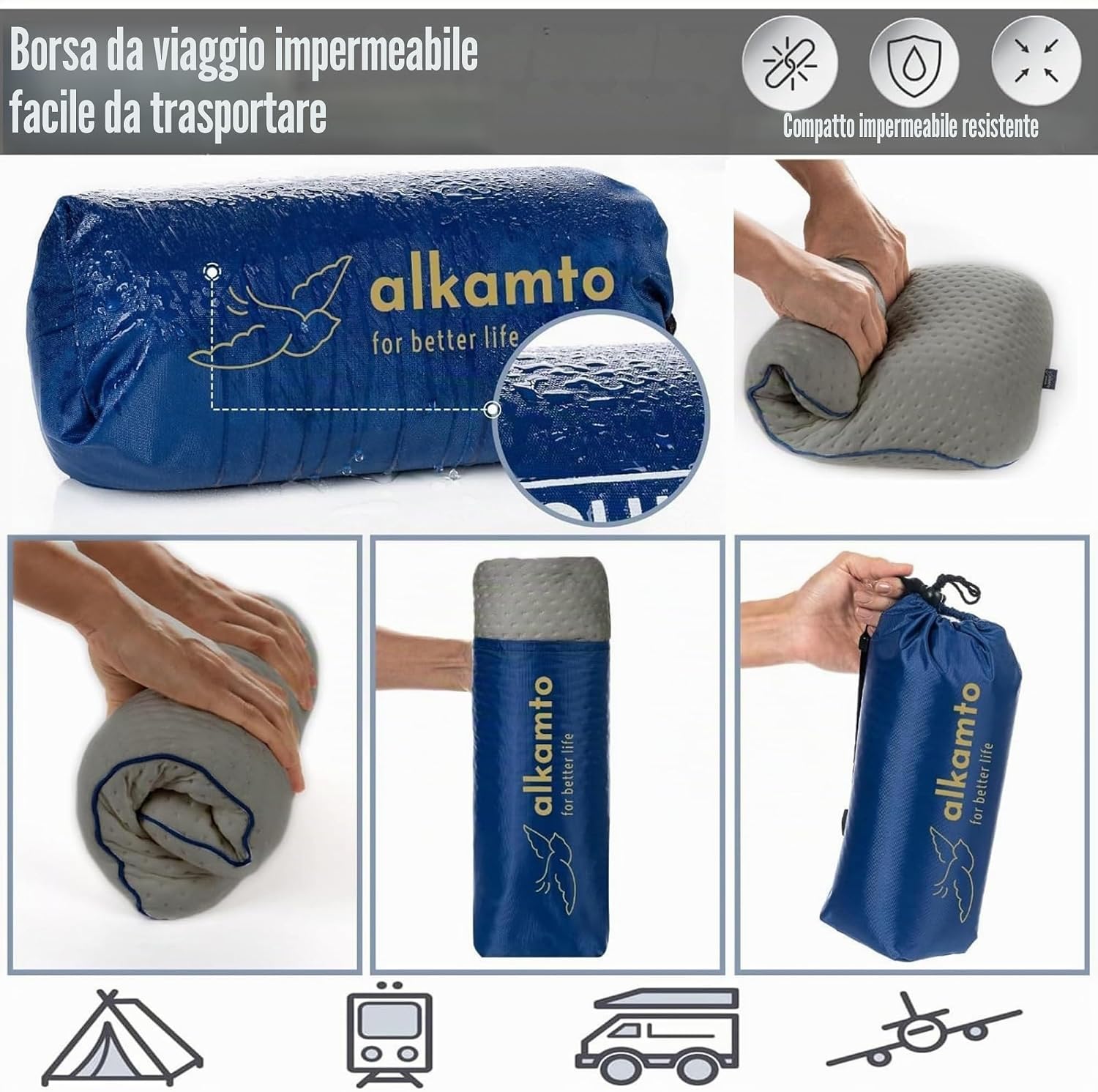 Thumbnail 4 de alkamto Cuscino da viaggio: supporto ergonomico in memory foam con federa termoregolante