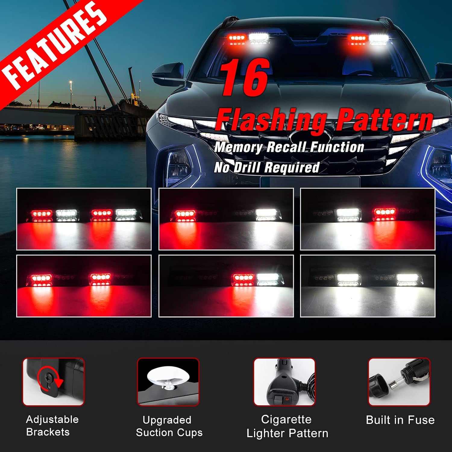 Thumbnail 1 de Emergency strobe lights with 16 flash modes