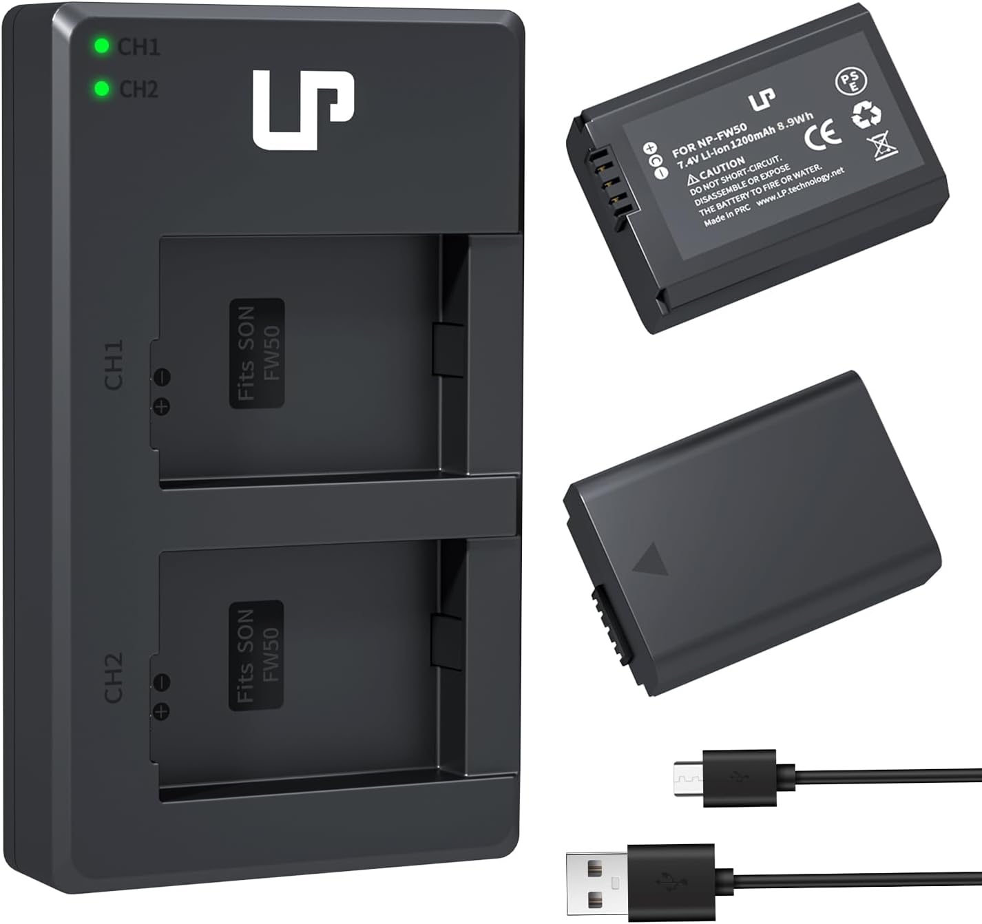 Detalle de LP NP-FW50 LP Battery Charger Set (2-Pack) with Dual Charger for Sony Alpha Cameras
