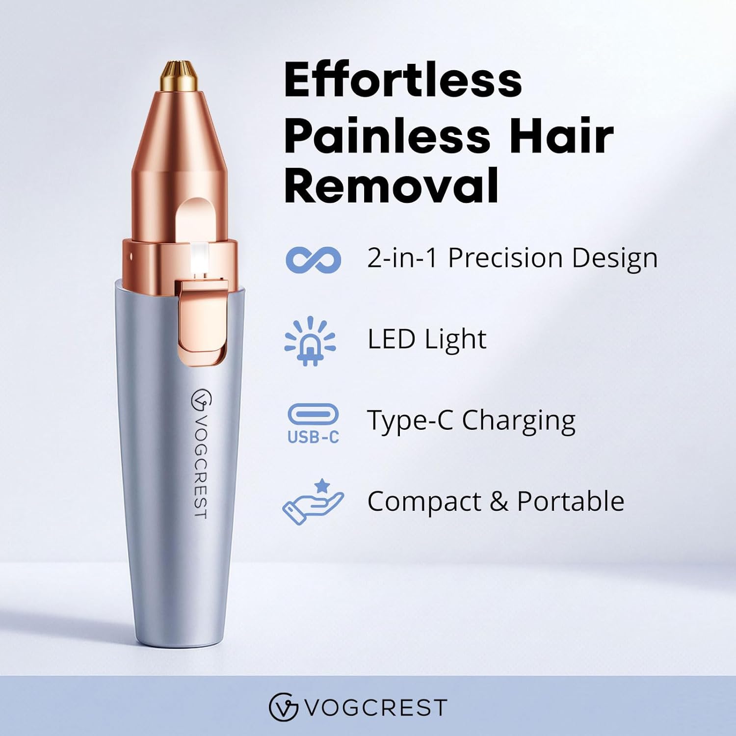 Thumbnail 1 de VG VOGCREST Tondeuse visage et sourcils pour femme (Bleu) – douce, précise et indolore sur le repousse