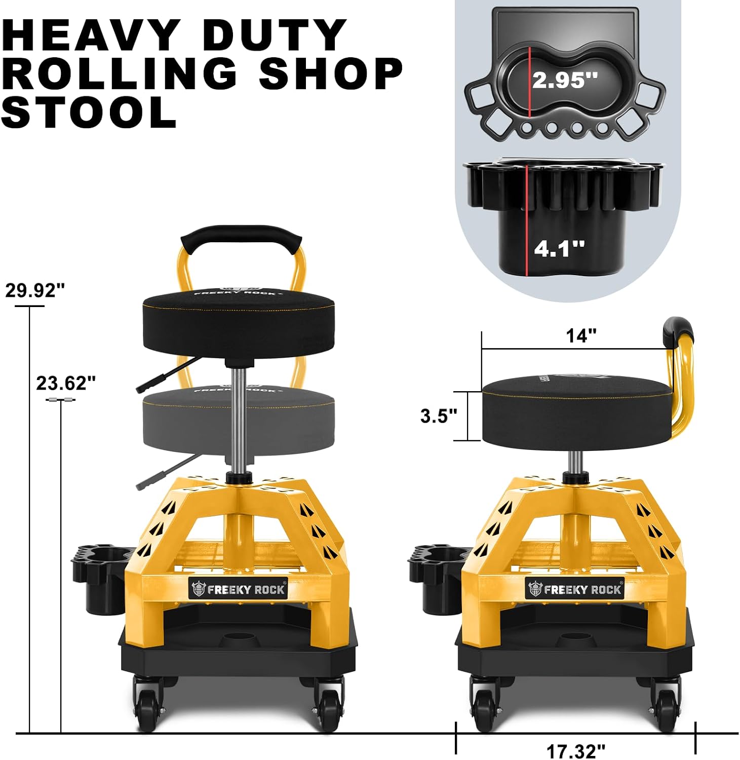 Detalle 2 de FREEKYROCK Rolling Shop Stool 330 LBS