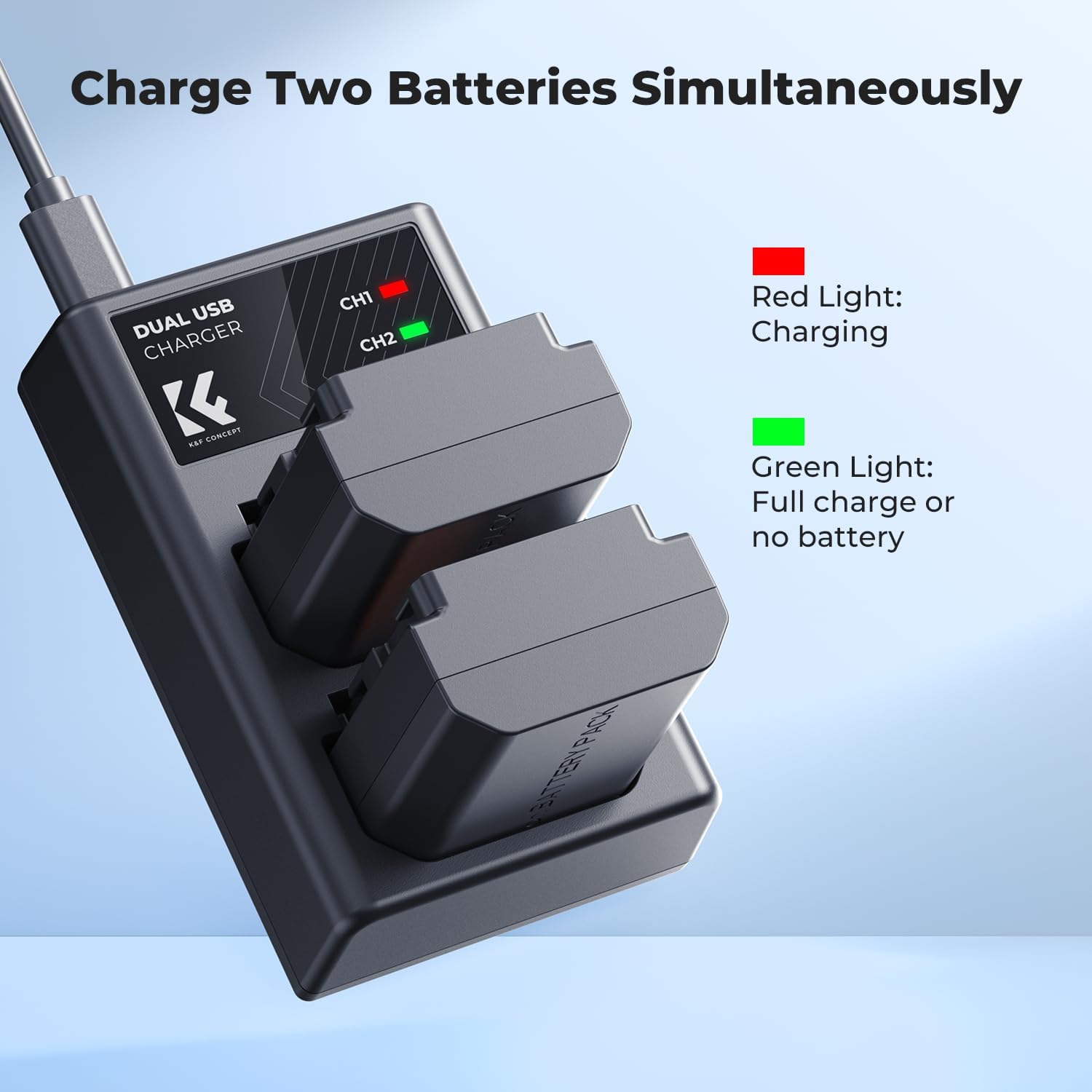 Thumbnail 3 de K&F CONCEPT NP-FZ100 Battery and Dual USB Charger Kit for Sony A7 IV/A7 III/A9 and more (2280mAh)