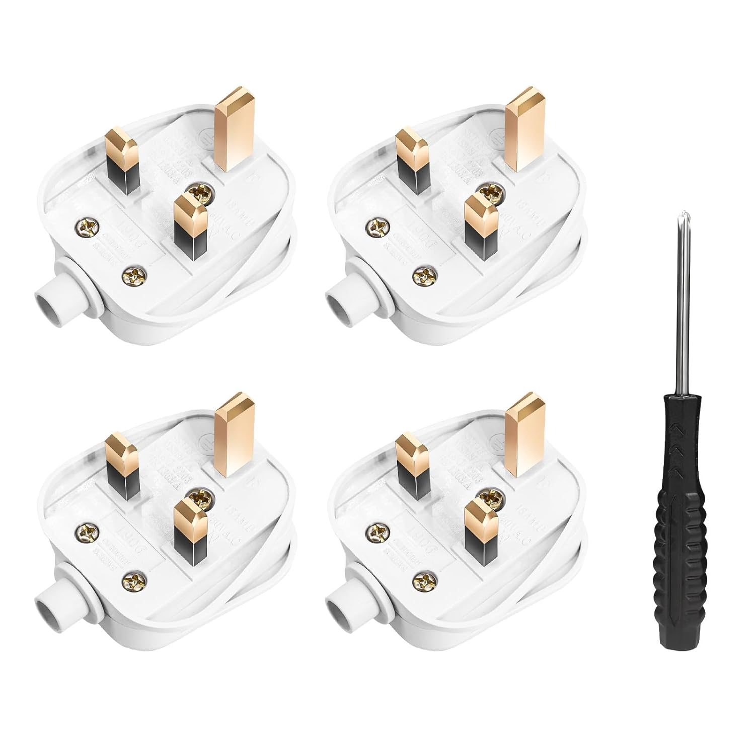 Detalle de 13 Amp fused UK 3 pin plug, 4 pack