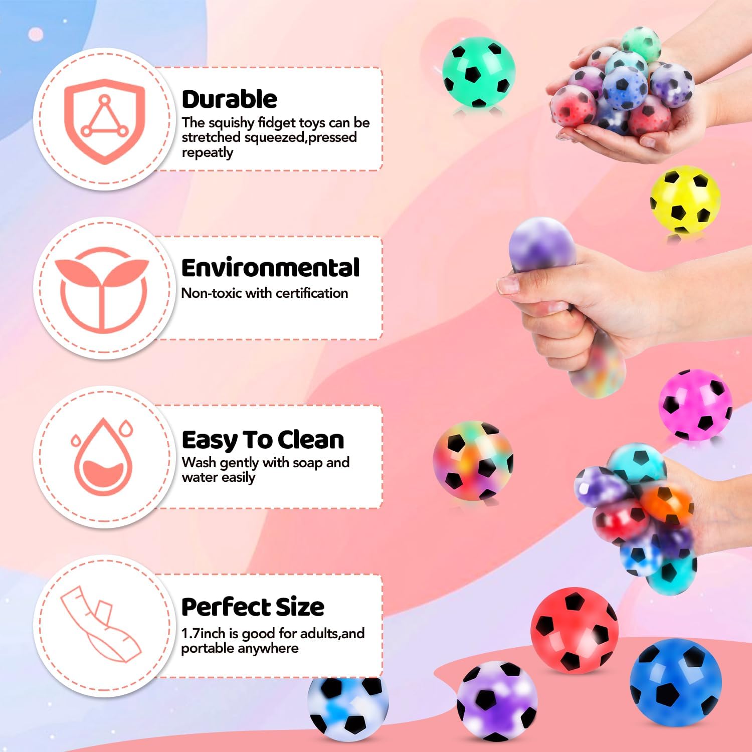 Thumbnail 5 de VESPRO 24Pack Football Stress Balls for Adults — Squishy Fidget Toys for Anxiety Relief