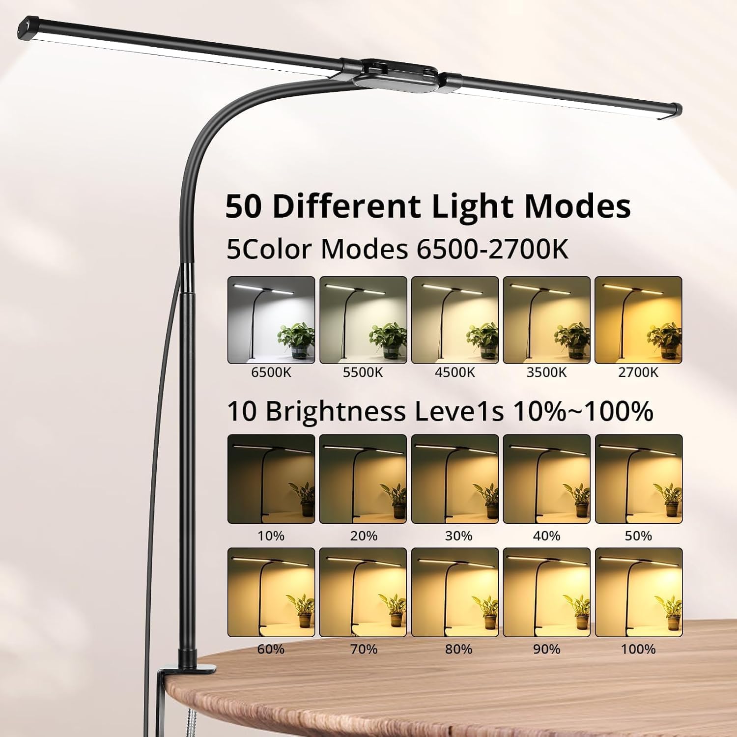 Detalle de Woputne Desk Lamp with Dual Head 12W