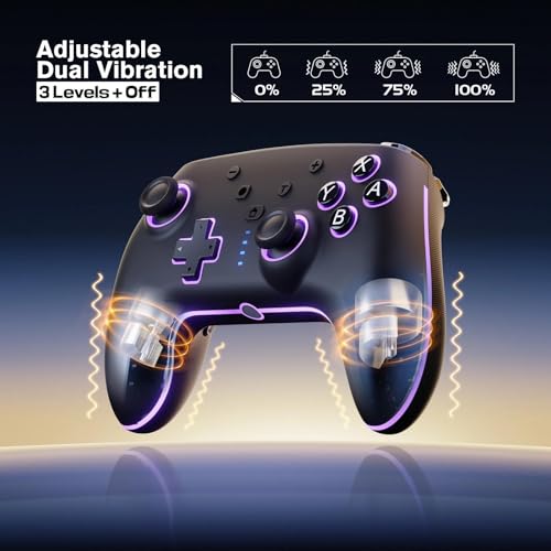 Detalle de RivalPlay Mando inalámbrico para Switch y Switch 2 con RGB, macro y turbo ajustable (Negro)