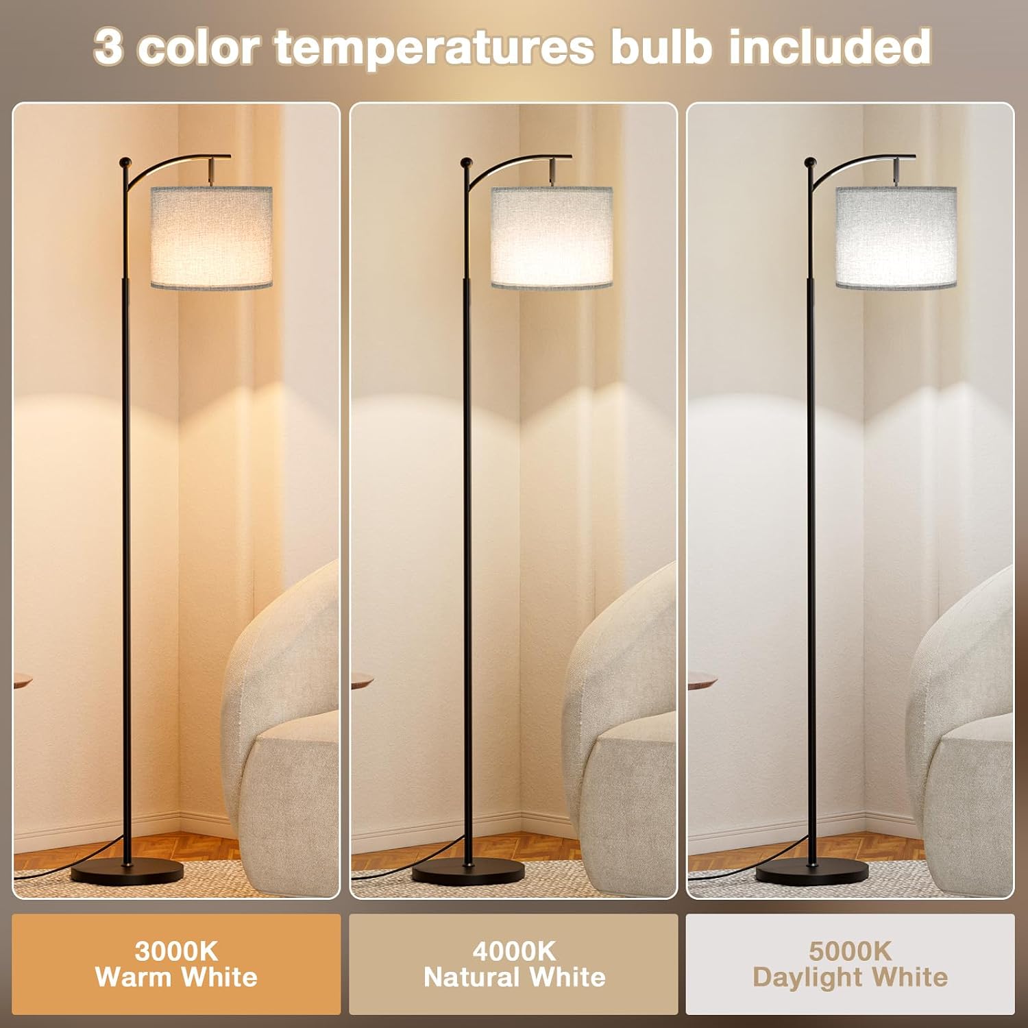 Detalle 2 de Aooshine 60" Floor Lamp 3-Colour 9W
