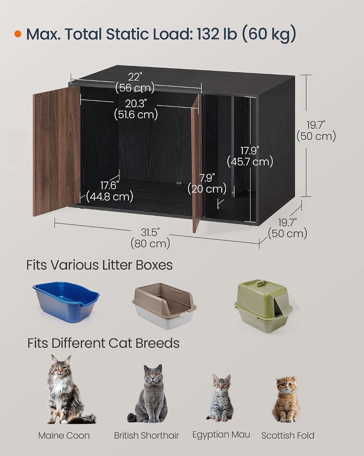 Detalle 2 de SONGMICS HOME Cat Litter Box Enclosure UPCL013BE01S
