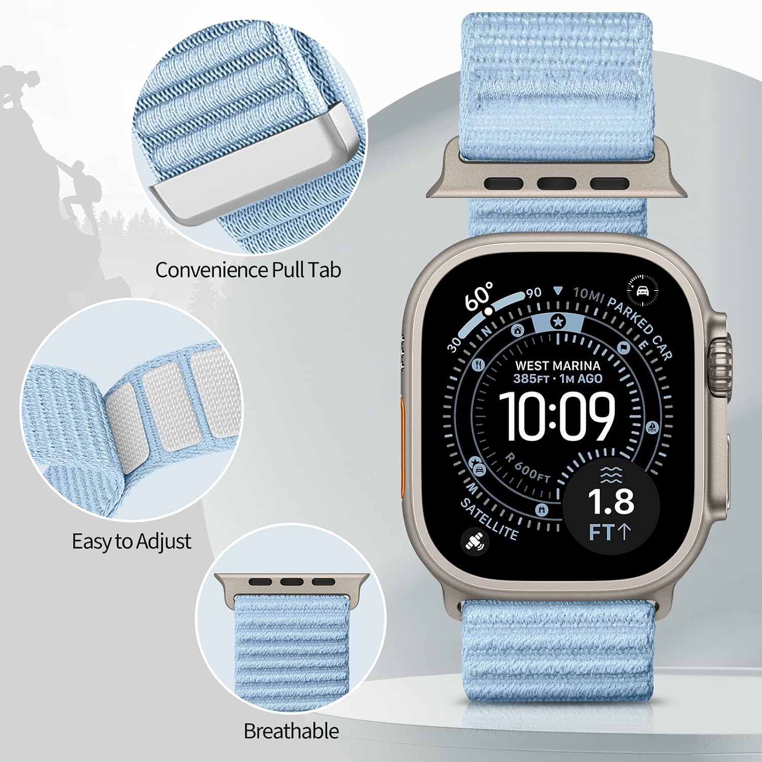 Detalle de DMVEIMAL Sport Loop Nylonarmband für Apple Watch – 38–42 mm, kompatibel mit Series 11/10, 9–7, SE/SE 2/SE 3, Ultra, 3/2/1