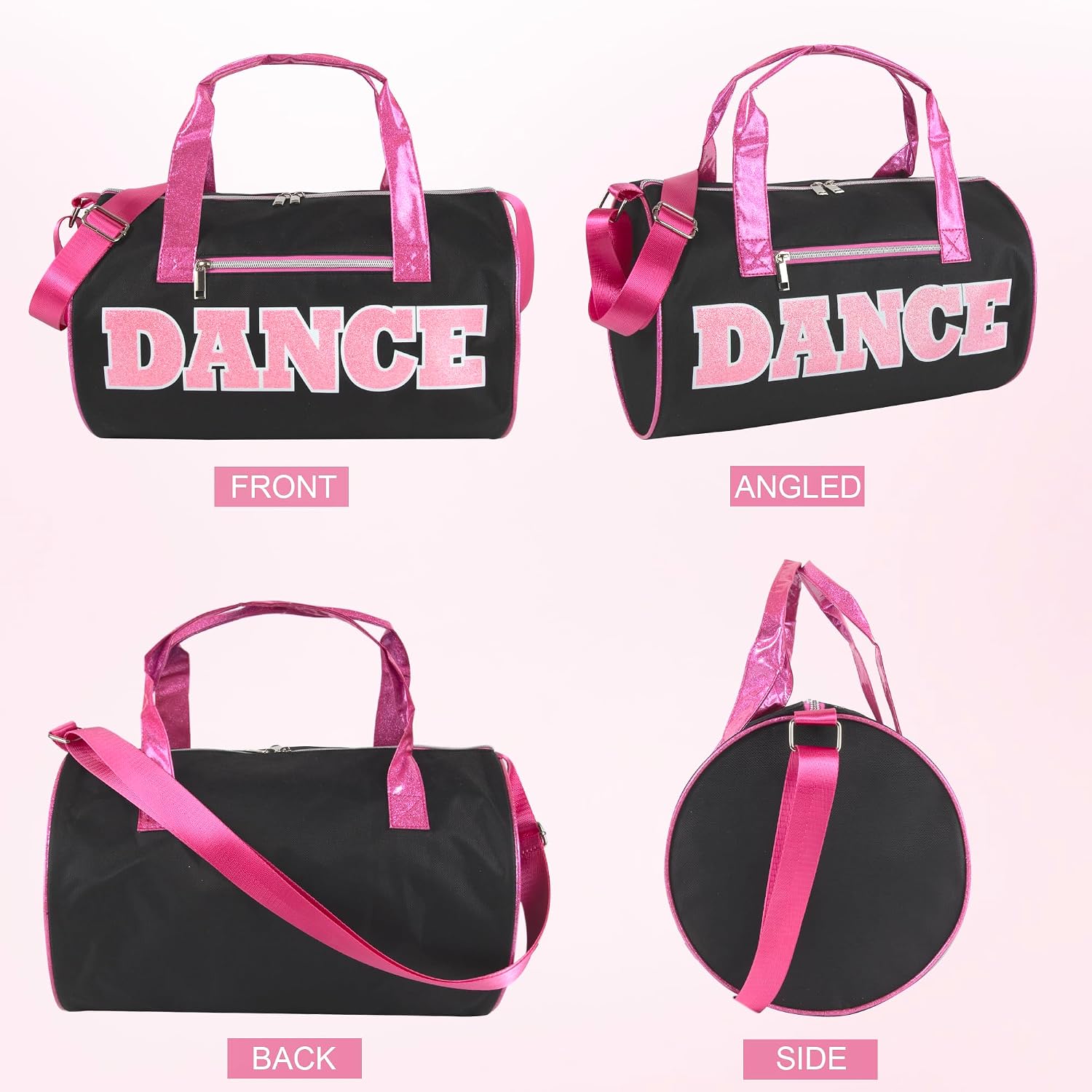 Detalle 1 de 75192012716 Dance Duffel Bag, Black/Pink with Adjustable Shoulder Strap