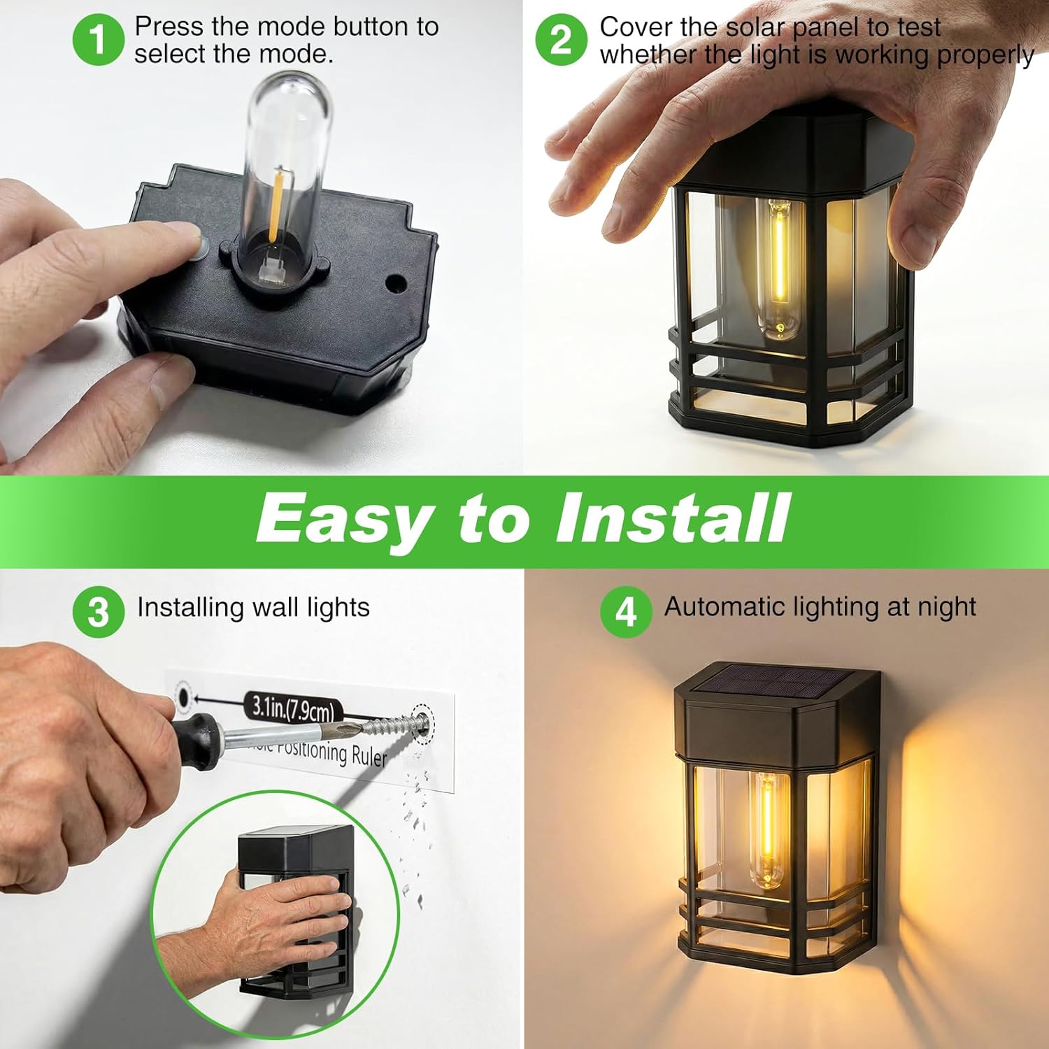 Thumbnail 6 de nipify Solar Wandleuchte Außen – 6er-Set, 3000 K Warmweiß, IP65, kabellos