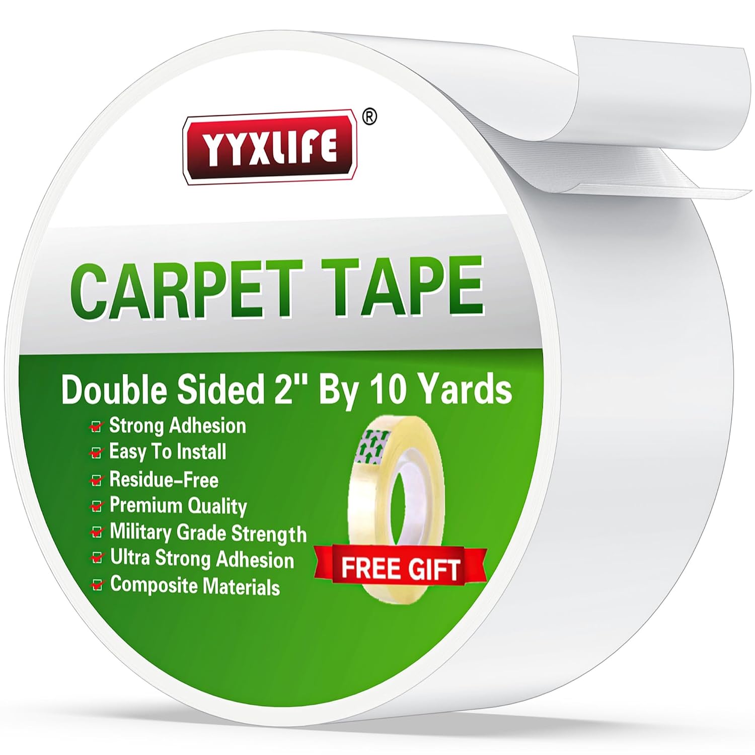 Detalle de YYXLIFE Carpet Tape, Double-Sided Rug Tape, 2 in x 10 yd, White
