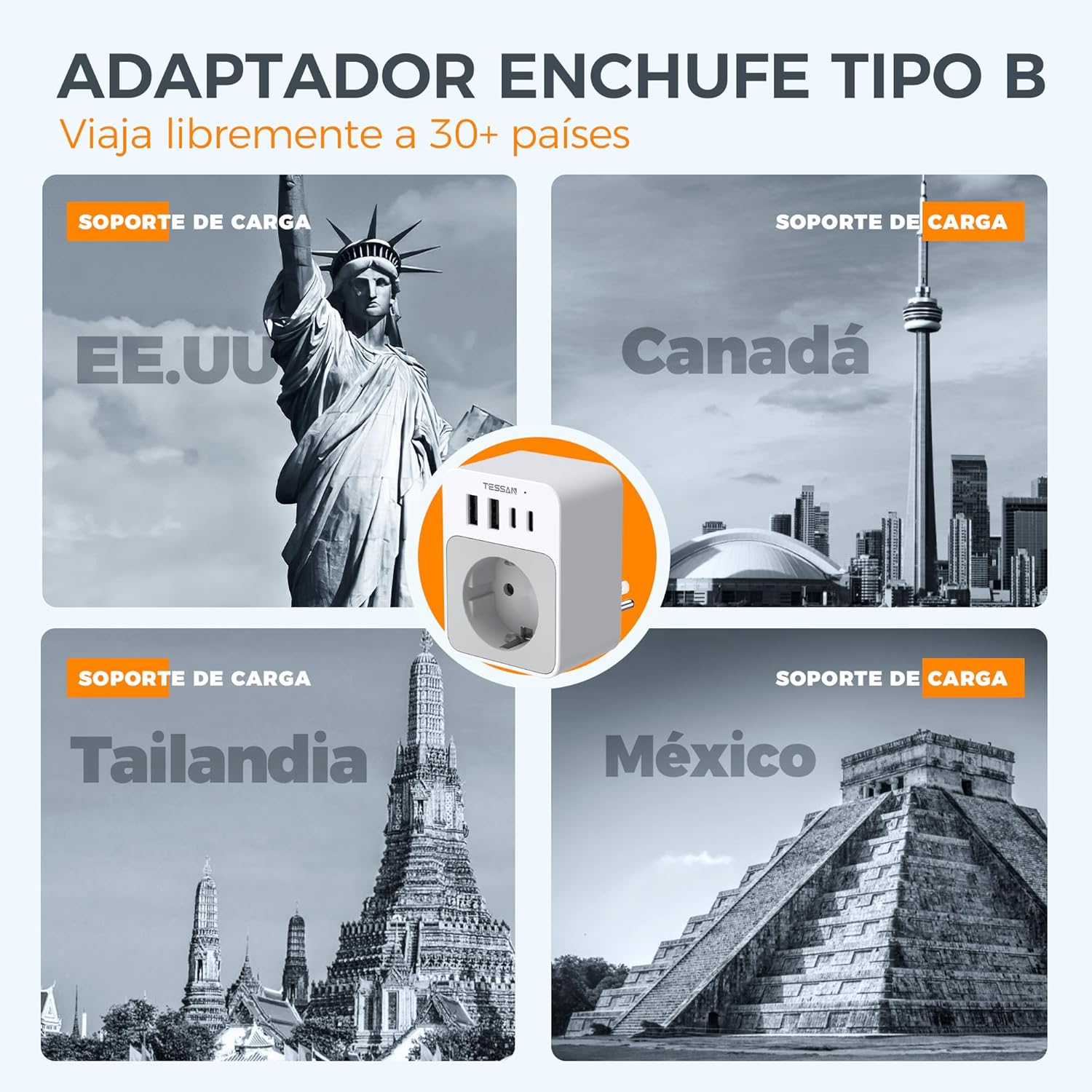 Thumbnail 2 de TESSAN Adaptador Enchufe USA 1875W