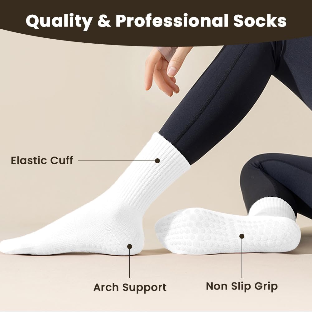 Thumbnail 6 de AOOWU Chaussettes Yoga Femme antidérapantes (4 paires) coton et base silicone, taille 35-42