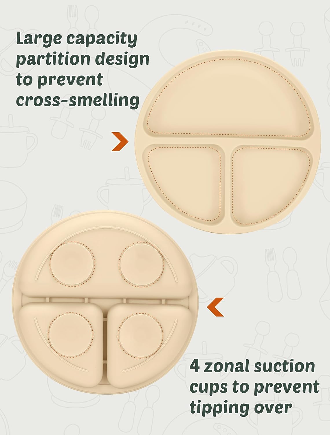 Detalle 1 de JELLDJK SBFS-4 Silicone Baby Feeding Set, 9 Pieces with Suction Plate