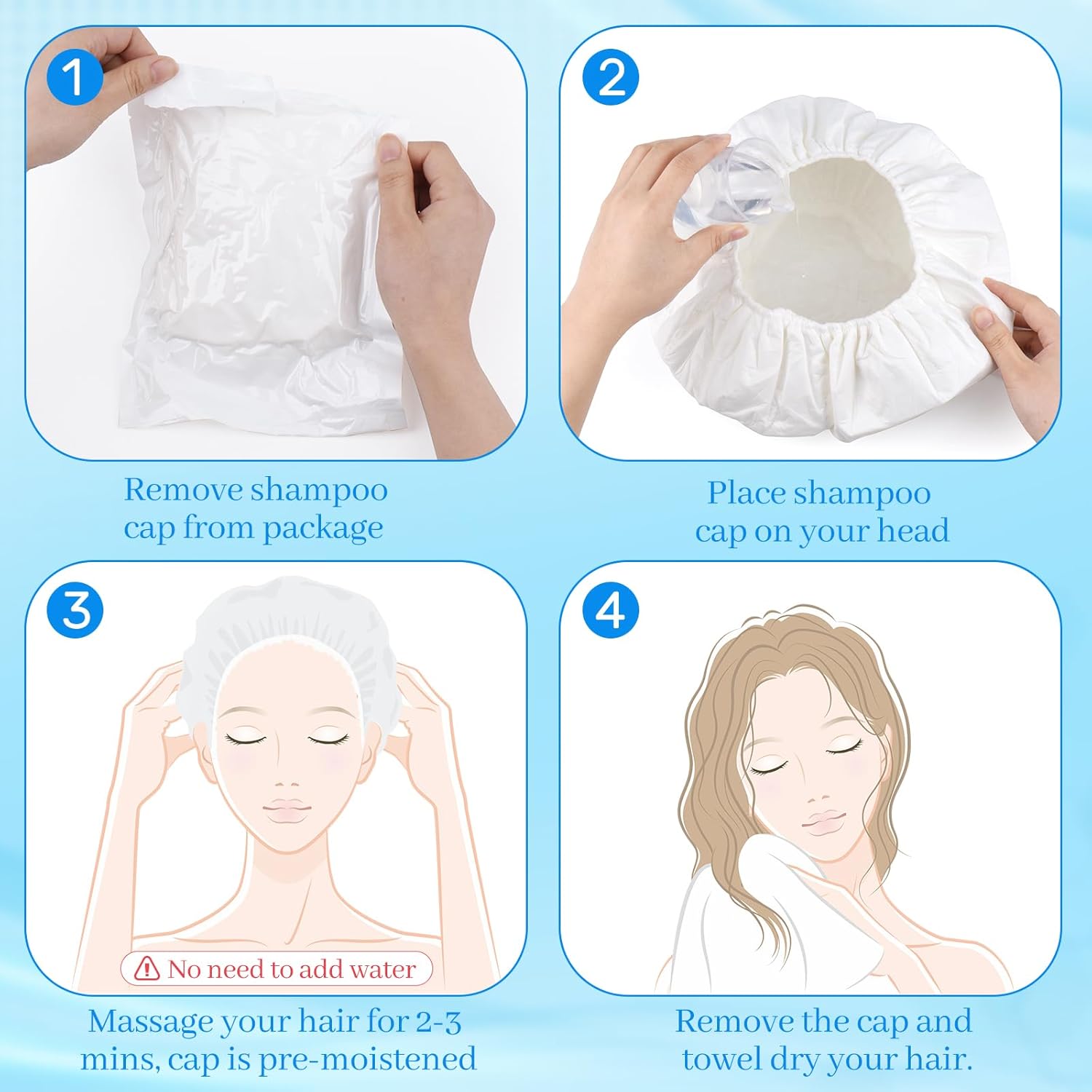 Thumbnail 4 de 6 Pack No-Rinse Shampoo Caps: Waterless Hair Wash for Bedridden, Elderly, and Post-Surgery Care