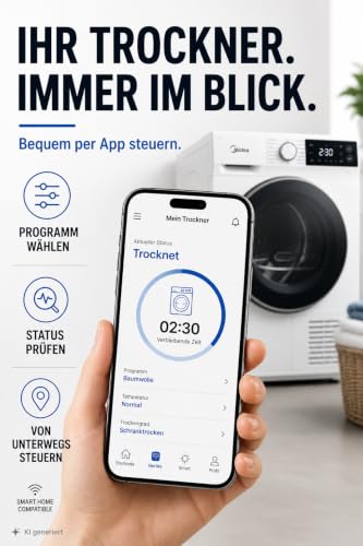 Thumbnail 7 de Midea MDV5EH80WBC Serie V5 Wärmepumpentrockner 8 kg – Energieklasse C