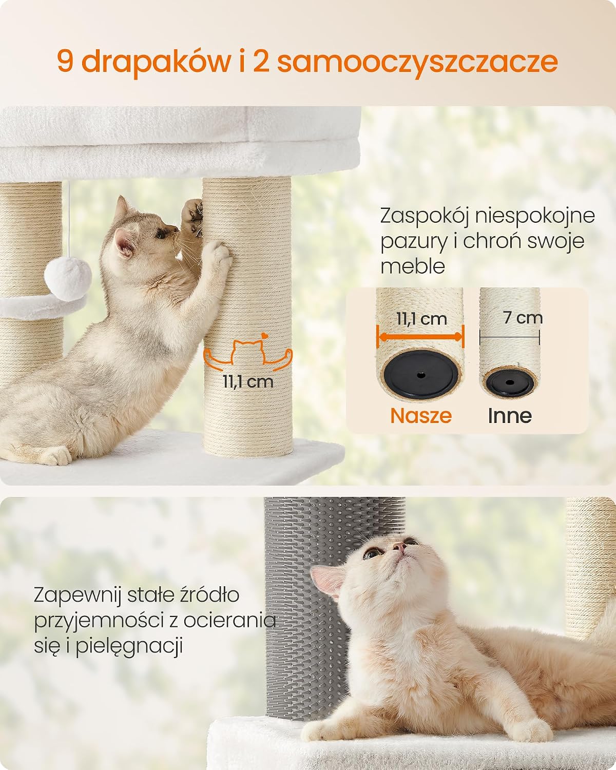 Detalle de FEANDREA CLAWFY Collection PCT003W02 – drapak dla kota 160 cm z 9 słupkami