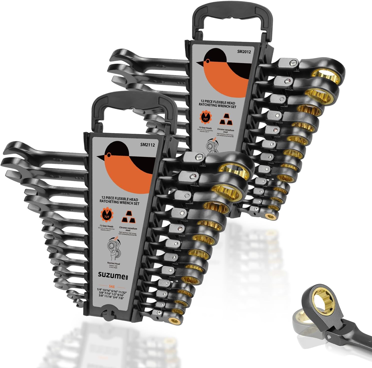 Detalle de SUZUME SM2324 24-Piece Flex Head Ratcheting Wrench Set, Metric & SAE