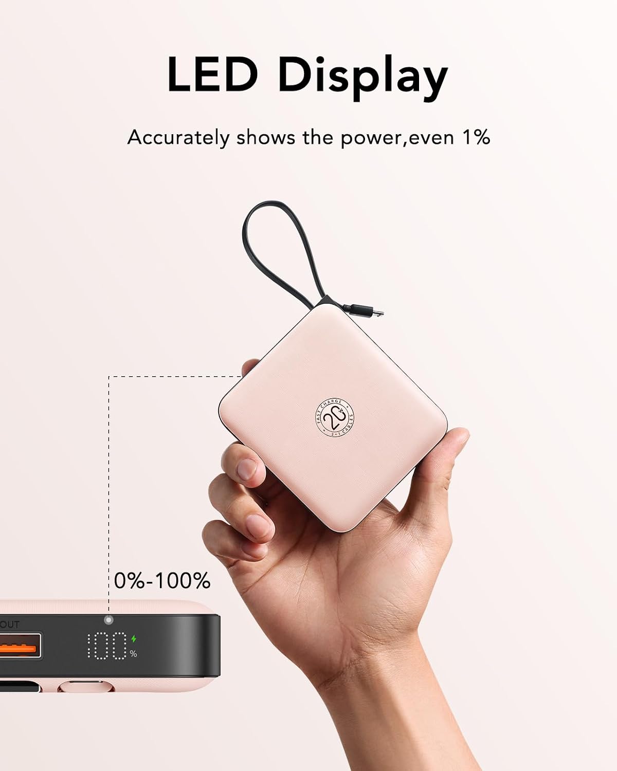 Thumbnail 5 de VRURC Power Bank mit Kabel 10000mAh Rosa
