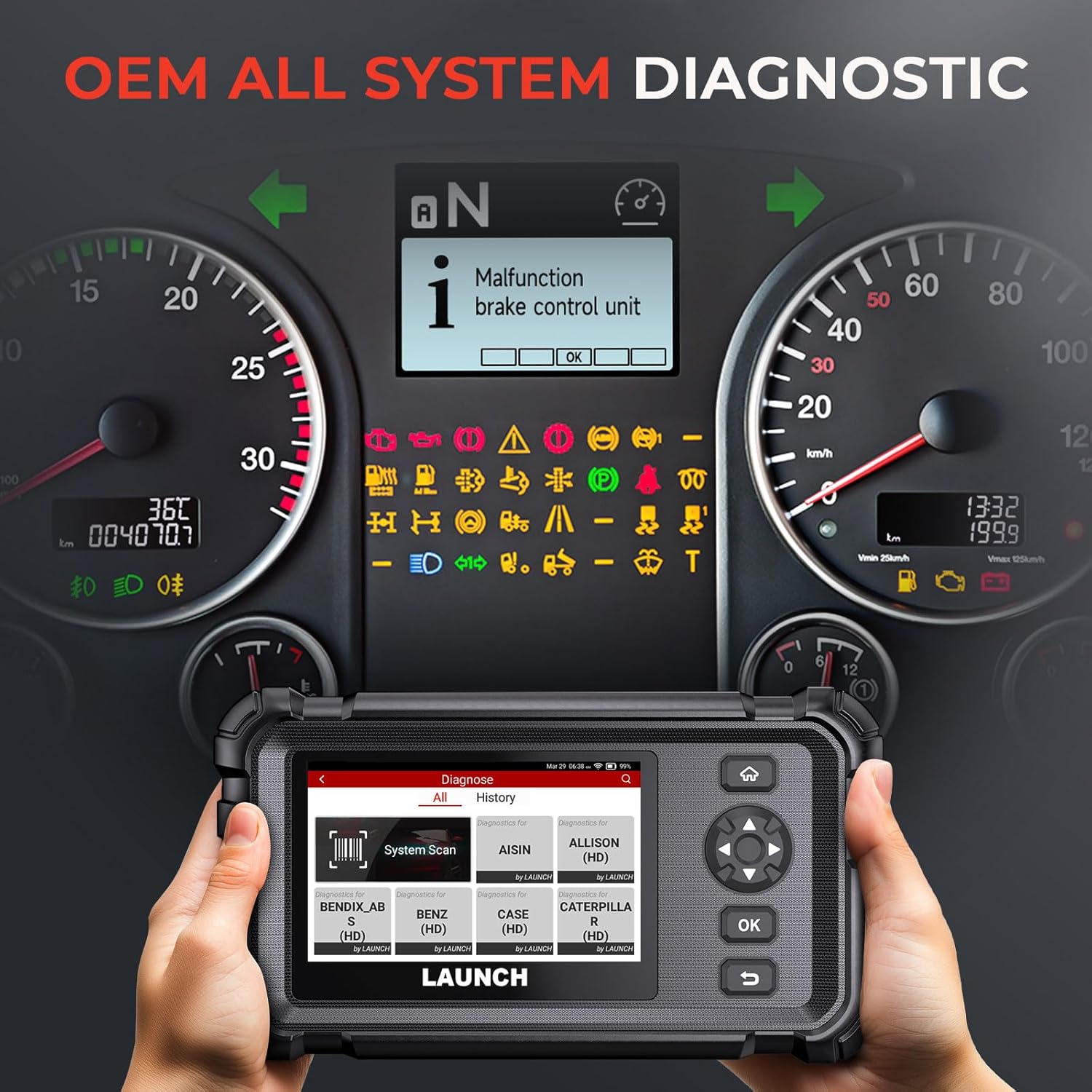 Thumbnail 4 de LAUNCH CRP129HD Heavy Duty Truck Scanner for Diesel Diagnostics, DPF Regen, and Speed Limit Adjust Reset