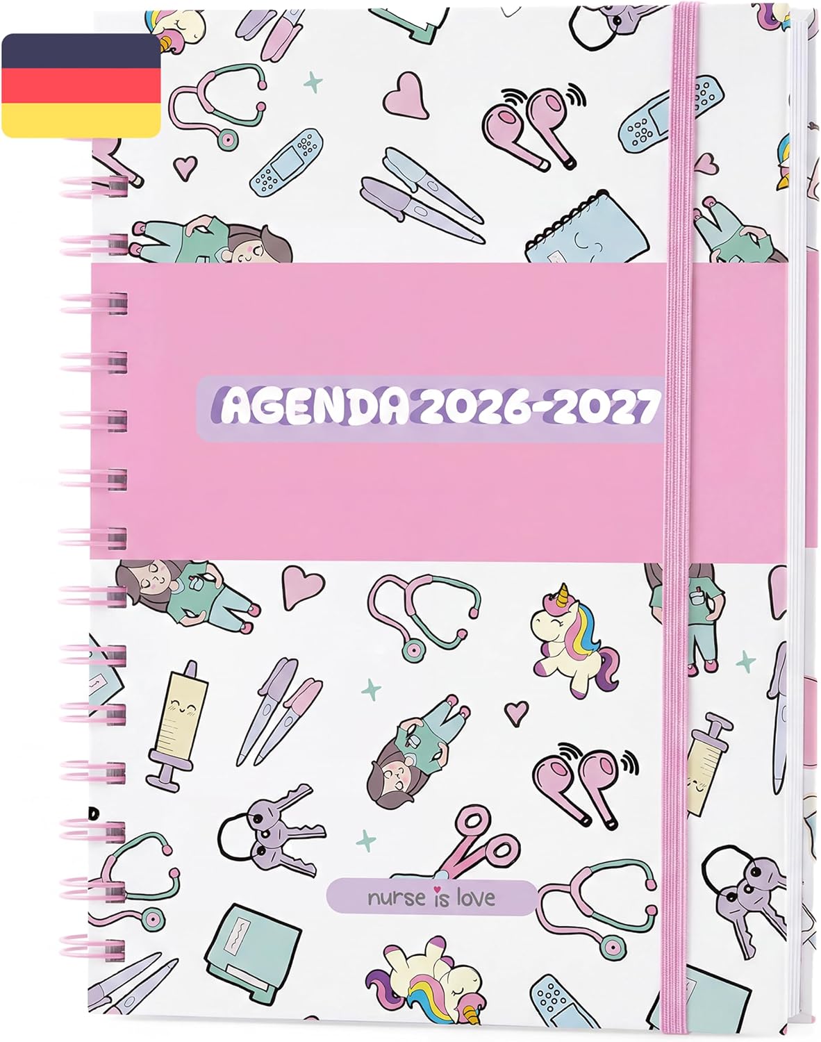 Detalle de Nurse is Love NIL-AGENDA-UNICORNS-2027_DE verpleegstersagenda, 16 maanden