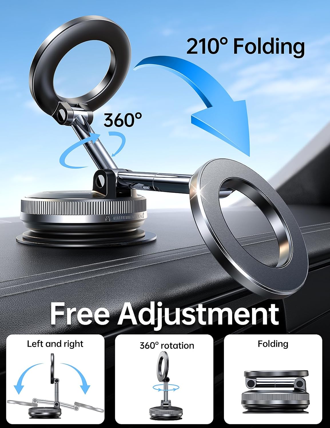 Detalle 2 de Coolpow Magnetic Car Phone Mount with Vacuum Suction