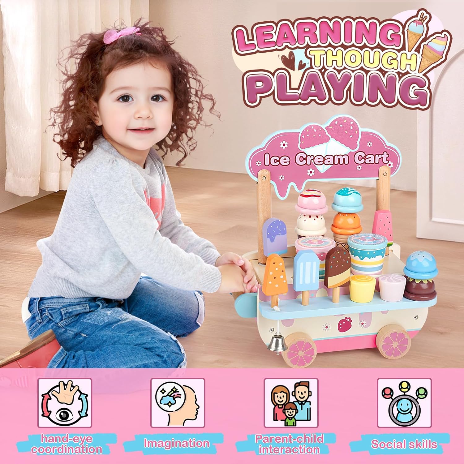 Detalle 2 de Dreamon Wooden Ice Cream Set 48 pcs 🍨